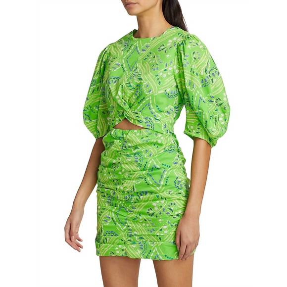 NEW RHODE isla mini dress in lime diamond stitch - Picture 2 of 4